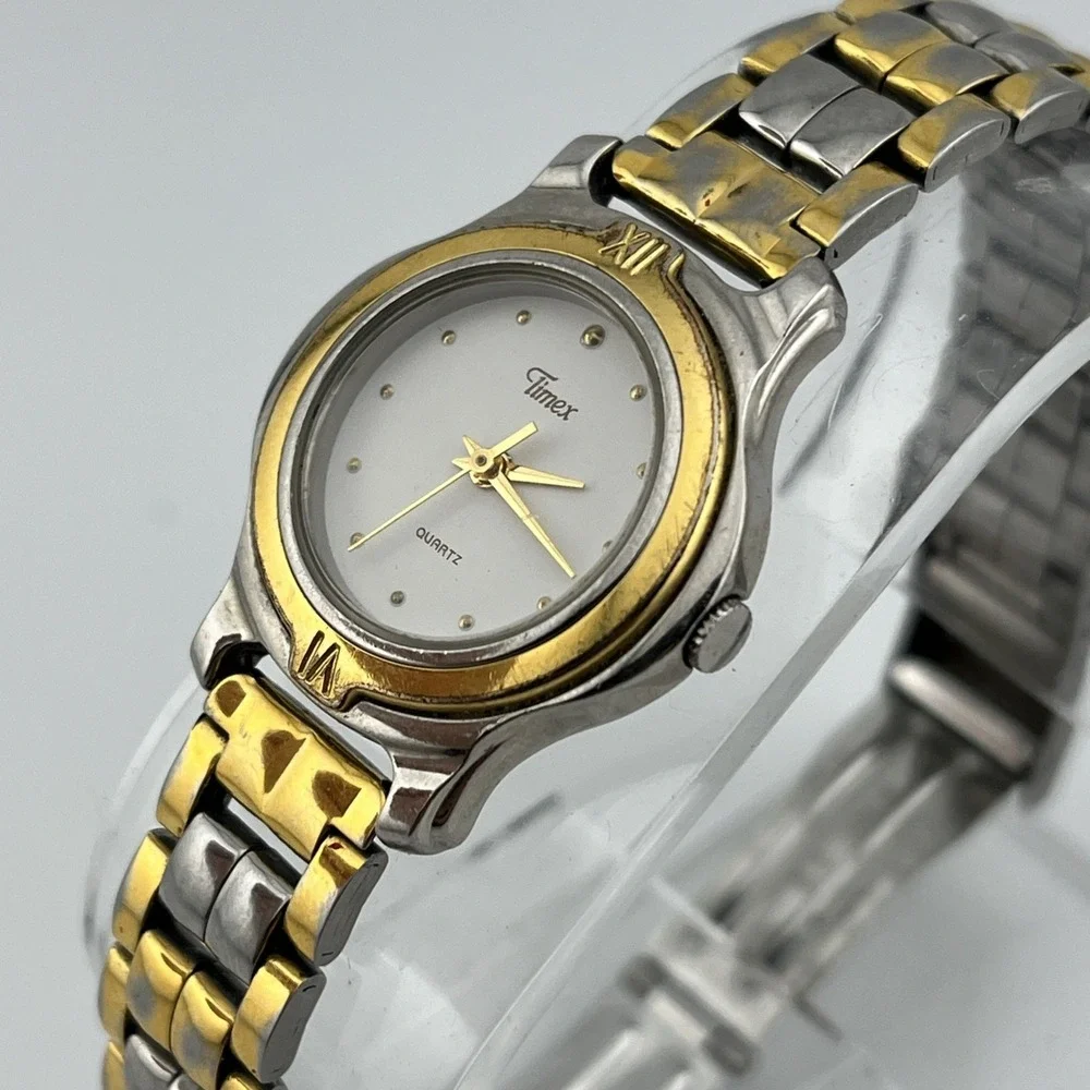 Vintage Timex Watch Women 26mm Case Two Tone 7.25